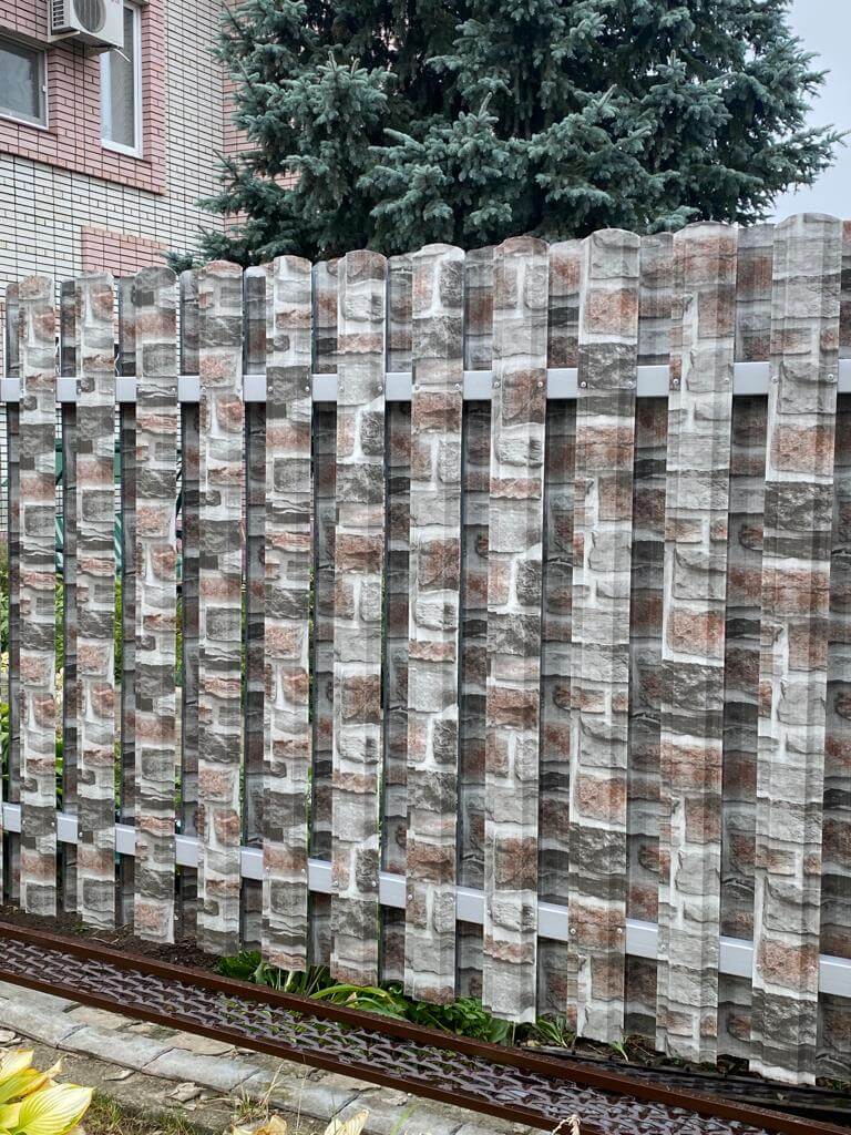 забор из штакетника printech кирпич зольный фото7 в Краснодаре