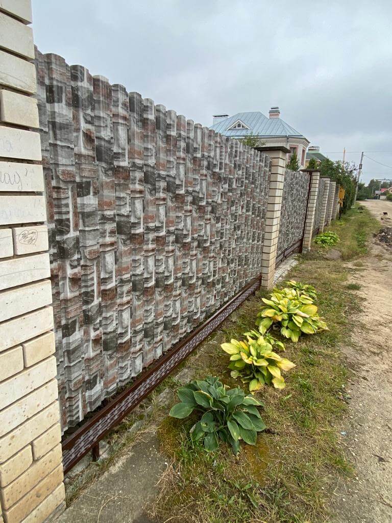 забор из штакетника printech кирпич зольный фото3 в Краснодаре