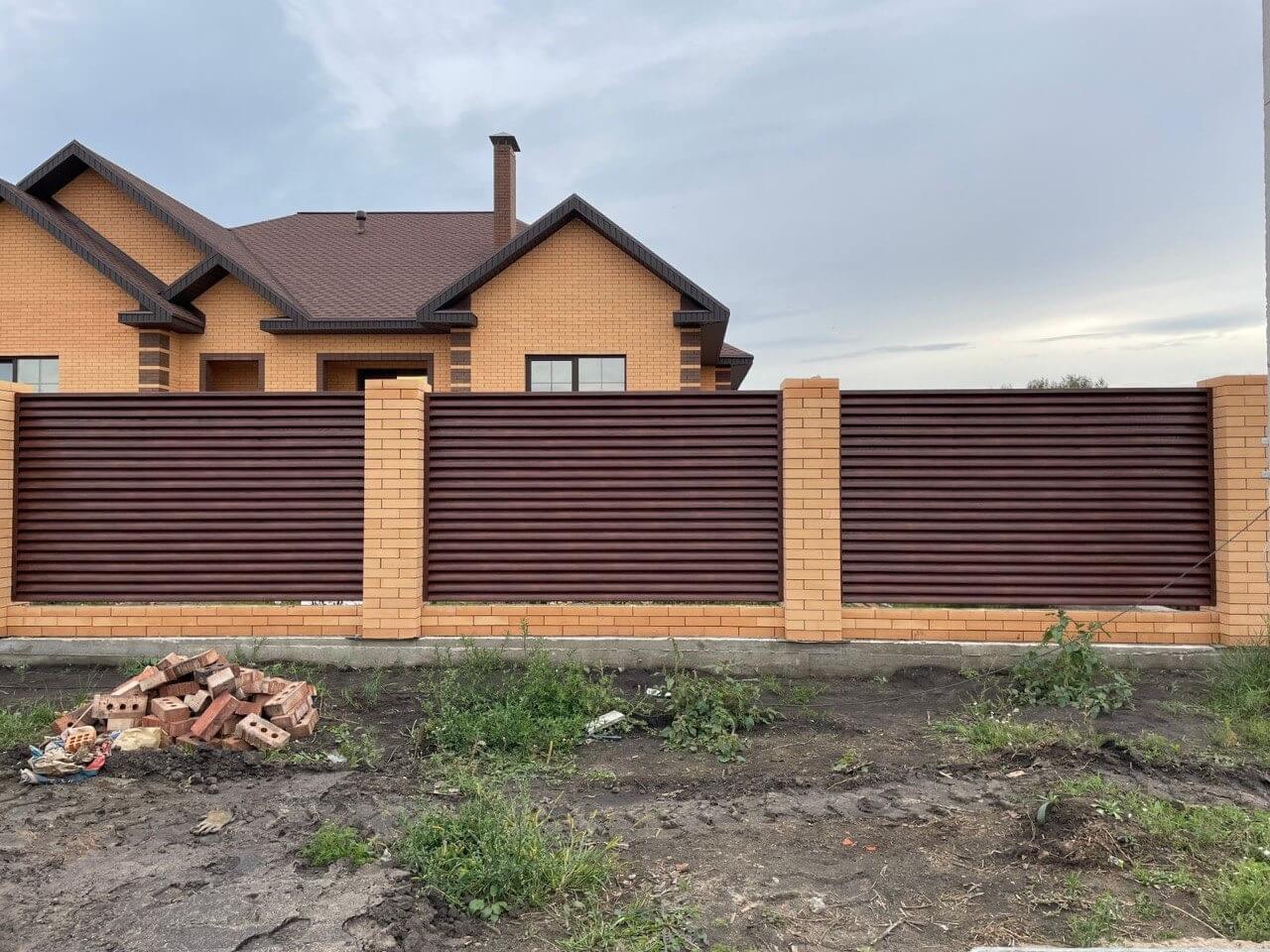 Забор с ламелями Еврожалюзи 53м SteelArt Античный Дуб фото3 в Краснодаре