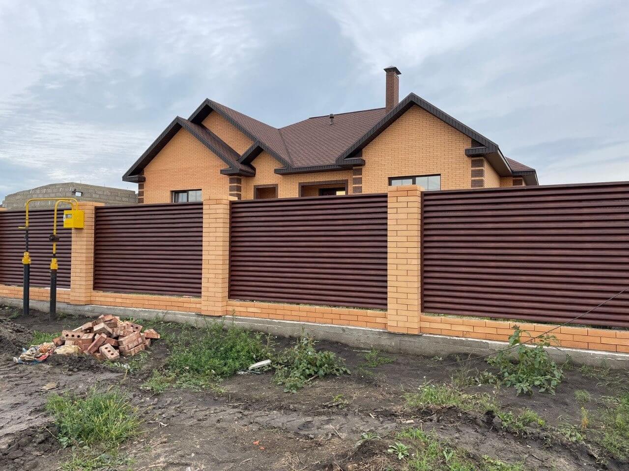 Забор с ламелями Еврожалюзи 53м SteelArt Античный Дуб фото2 в Краснодаре