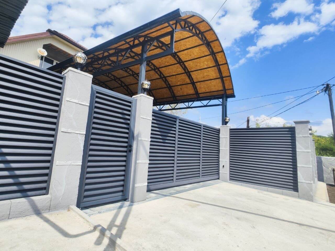 Забор-жалюзи с ламелями еврожалюзи 17м RAL7024 Серый Графит матовый в Краснодаре