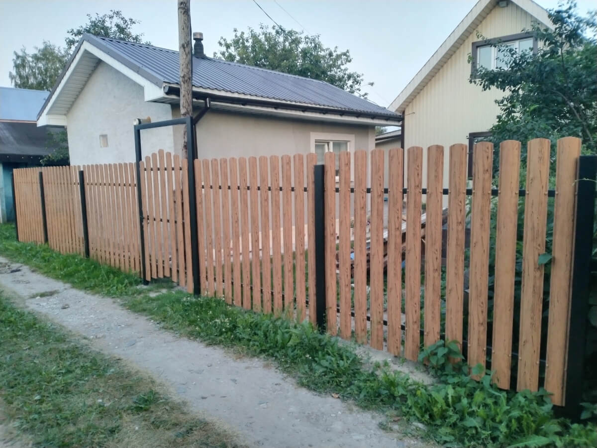Забор из евроштакетника 14м Кипарис 2xPrintech двусторонний в Краснодаре