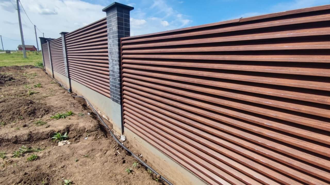 Забор-жалюзи из ламелей 54м ЭКО-Z Античный Дуб (SteelArt) в Краснодаре