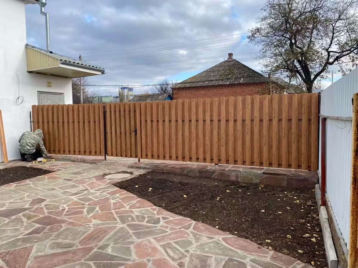 Забор из евроштакетника 7м Кипарис 2хPrintech двусторонний в Краснодаре